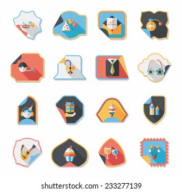 Birthday sticker flat banner background set, eps10