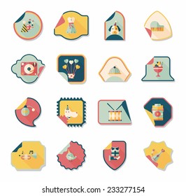 Birthday sticker flat banner background set, eps10