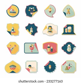 Birthday sticker flat banner background set, eps10