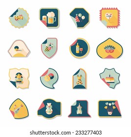 Birthday sticker flat banner background set, eps10