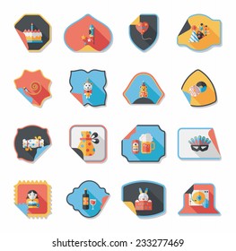 Birthday sticker flat banner background set, eps10