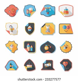 Birthday sticker flat banner background set, eps10