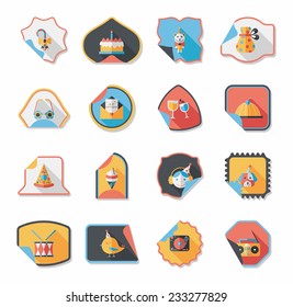 Birthday sticker flat banner background set, eps10