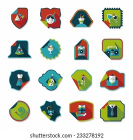 Birthday sticker flat banner background set, eps10