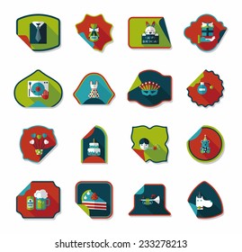 Birthday sticker flat banner background set, eps10