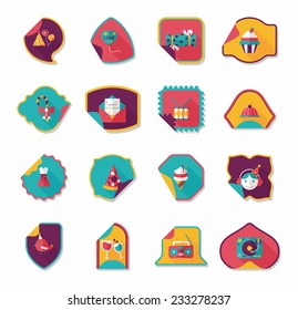 Birthday sticker flat banner background set, eps10