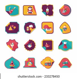 Birthday sticker flat banner background set, eps10