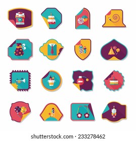 Birthday sticker flat banner background set, eps10