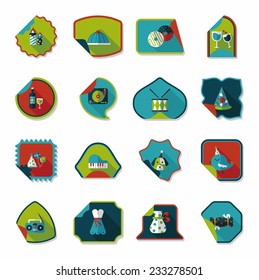 Birthday sticker flat banner background set, eps10