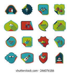 Birthday sticker flat banner background set, eps10