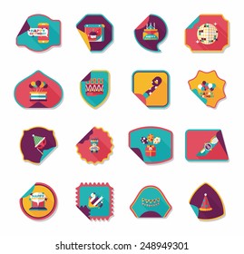 Birthday sticker flat banner background set, eps10