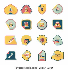 Birthday sticker flat banner background set, eps10