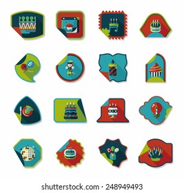 Birthday sticker flat banner background set, eps10