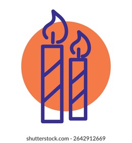 Birthday striped candles duo. Vector illustration