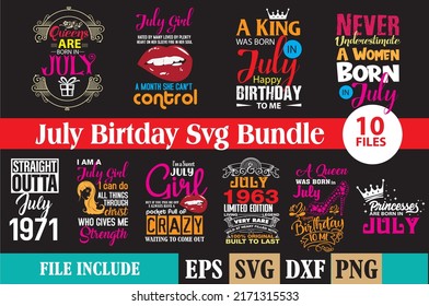 Birthday SVG Bundle for July. 