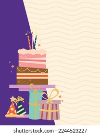 birthday sweet cake and hats celebration