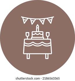 Imagen vectorial del icono de círculo de la línea de tabla de cumpleaños. También se puede usar para aplicaciones web, aplicaciones móviles y medios impresos.