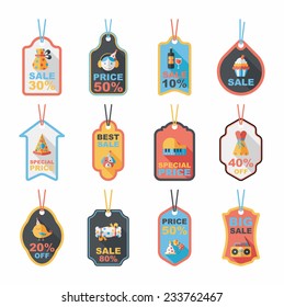 Birthday tag flat banner background set, eps10