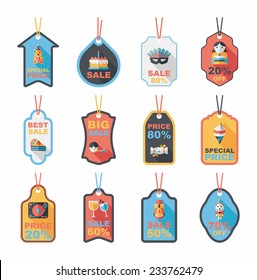 Birthday tag flat banner background set, eps10