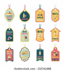 Birthday tag flat banner background set, eps10