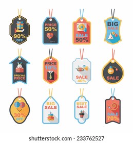 Birthday tag flat banner background set, eps10