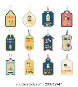 Birthday tag flat banner background set, eps10