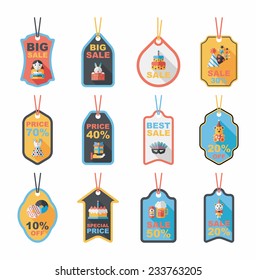 Birthday tag flat banner background set, eps10