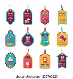 Birthday tag flat banner background set, eps10
