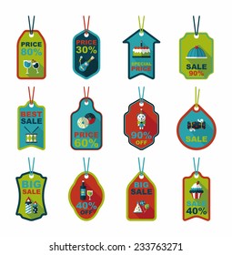 Birthday tag flat banner background set, eps10