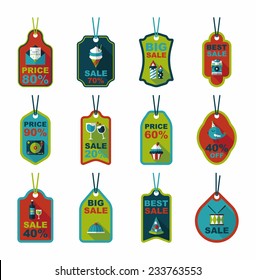Birthday tag flat banner background set, eps10