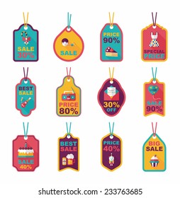 Birthday tag flat banner background set, eps10