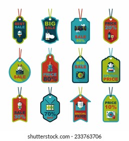 Birthday tag flat banner background set, eps10