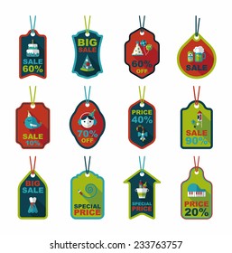 Birthday tag flat banner background set, eps10