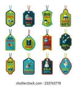 Birthday tag flat banner background set, eps10