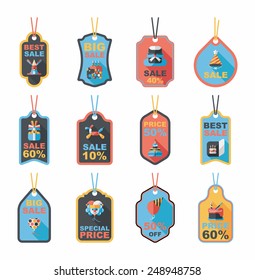 Birthday tag flat banner background set, eps10
