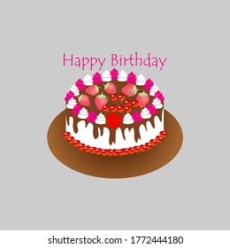 birthday tarts with strawberries design vector