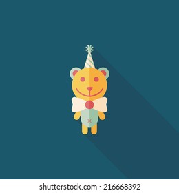 birthday teddy bear flat icon with long shadow,eps10