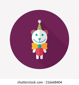 birthday teddy bear flat icon with long shadow,eps10