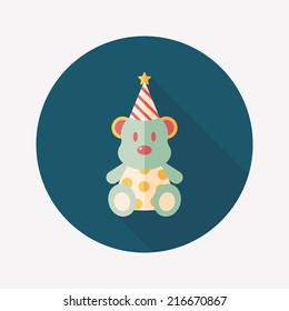 birthday teddy bear flat icon with long shadow,eps10