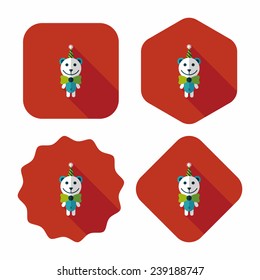 birthday teddy bear flat icon with long shadow, eps10