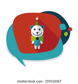 birthday teddy bear flat icon with long shadow,eps10