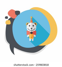 birthday teddy bear flat icon with long shadow,eps10