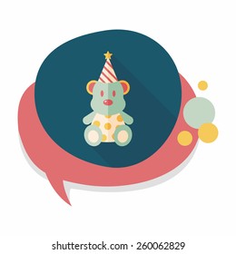 birthday teddy bear flat icon with long shadow,eps10