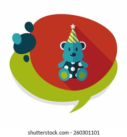 birthday teddy bear flat icon with long shadow,eps10