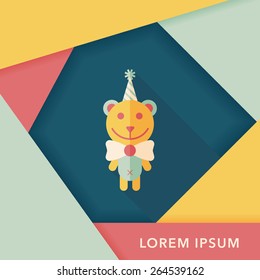 birthday teddy bear flat icon with long shadow,eps10