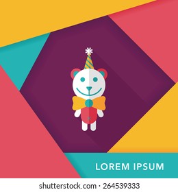 birthday teddy bear flat icon with long shadow,eps10