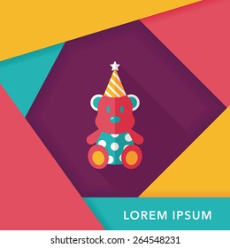 birthday teddy bear flat icon with long shadow,eps10