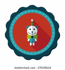birthday teddy bear flat icon with long shadow,eps10