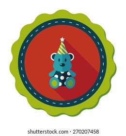 birthday teddy bear flat icon with long shadow,eps10