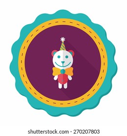 birthday teddy bear flat icon with long shadow,eps10